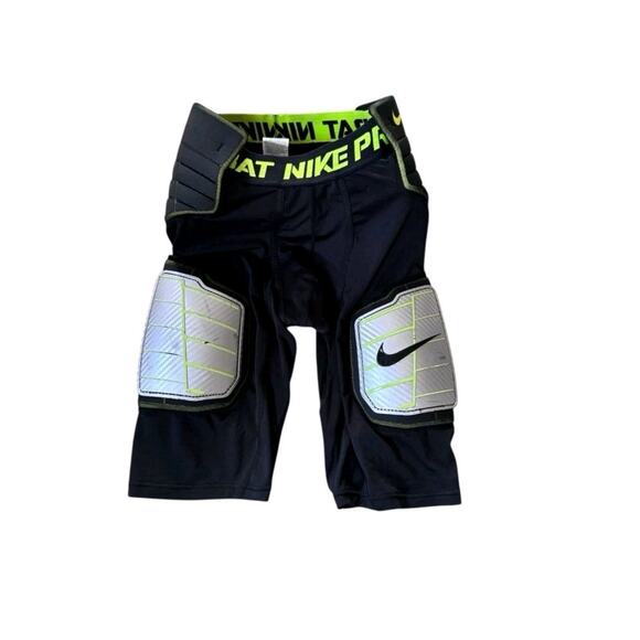 Nike Pro Combat Boys Sz S Hard Plate Padded Compression Football Shorts Black 26 - Picture 1 of 8